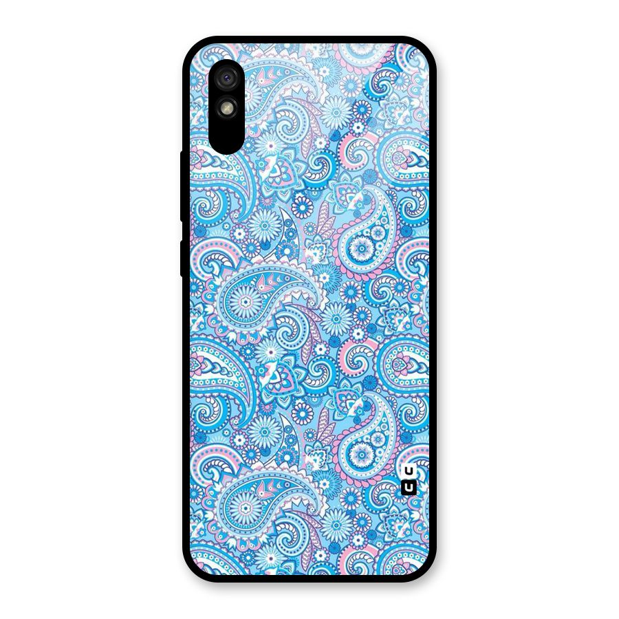 Blue Block Pattern Glass Back Case for Redmi 9A