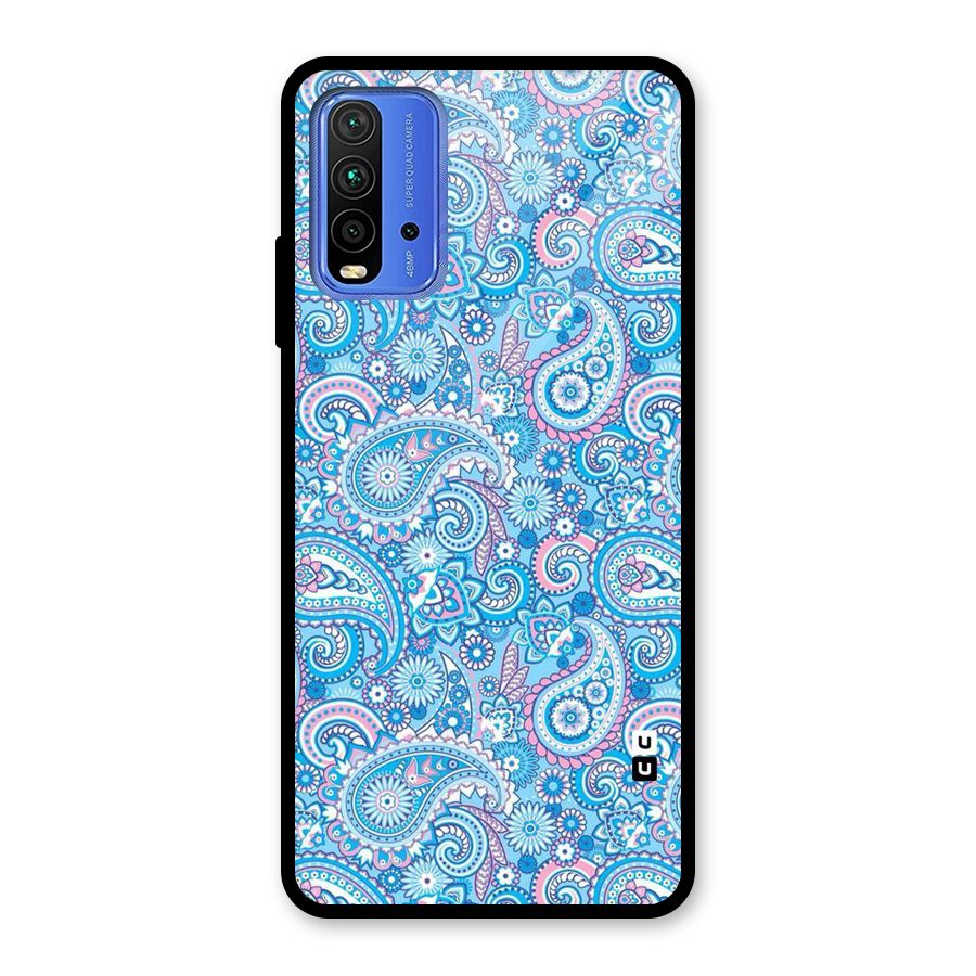 Blue Block Pattern Glass Back Case for Redmi 9 Power