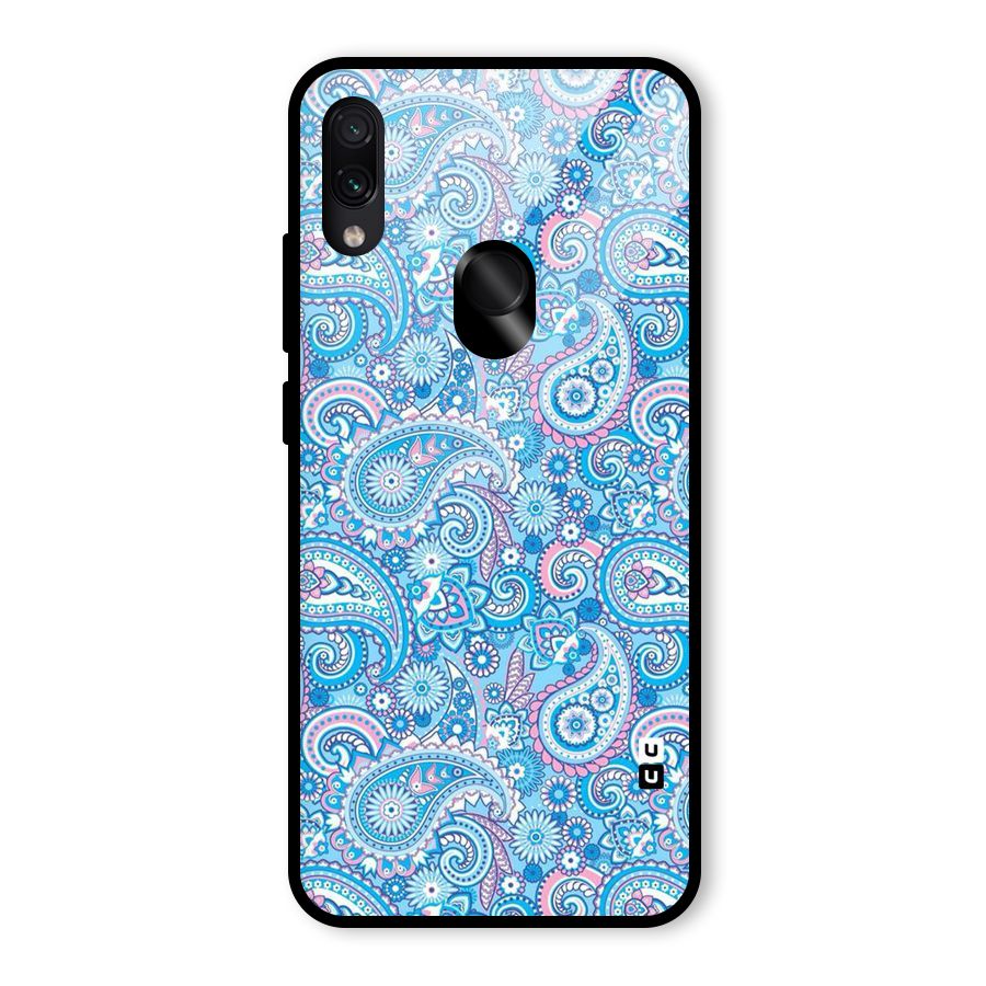Blue Block Pattern Glass Back Case for Redmi Note 7 Pro