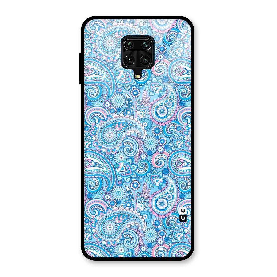 Blue Block Pattern Glass Back Case for Redmi Note 9 Pro