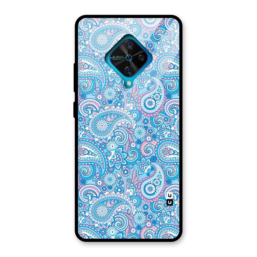 Blue Block Pattern Glass Back Case for Vivo S1 Pro