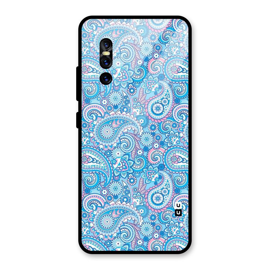Blue Block Pattern Glass Back Case for Vivo V15 Pro