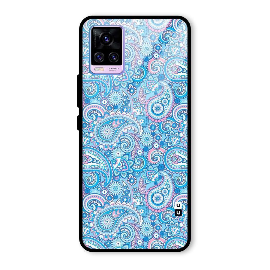 Blue Block Pattern Glass Back Case for Vivo V20 Pro