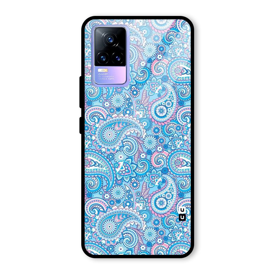Blue Block Pattern Glass Back Case for Vivo Y73