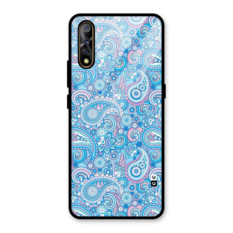 Blue Block Pattern Glass Back Case for Vivo Z1x