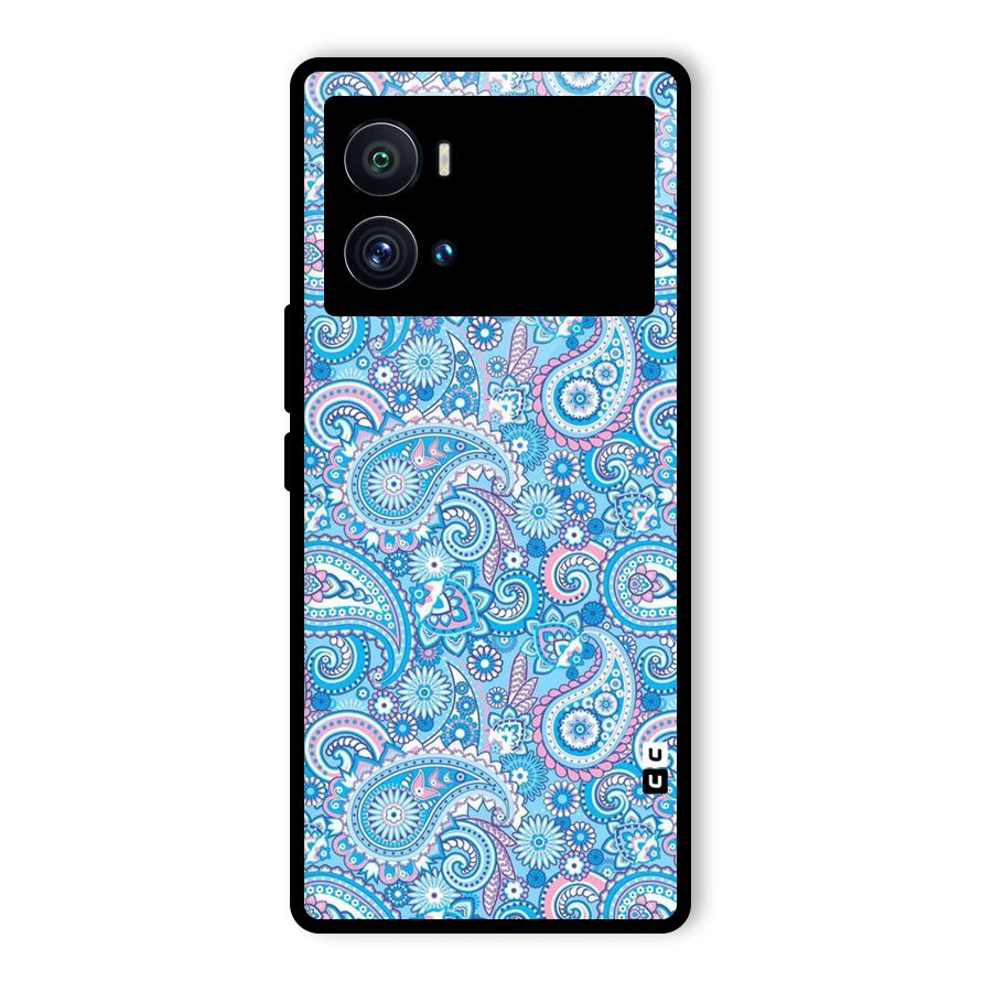 Blue Block Pattern Glass Back Case for Vivo iQOO 9 Pro