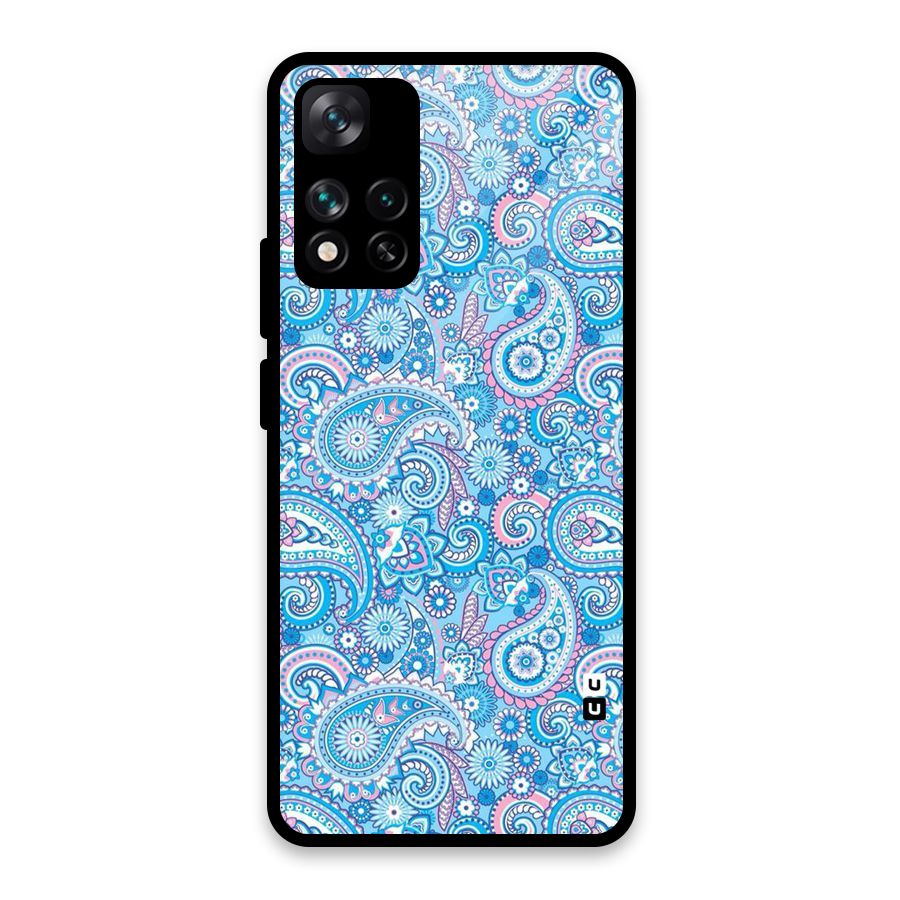 Blue Block Pattern Glass Back Case for Xiaomi 11i HyperCharge 5G