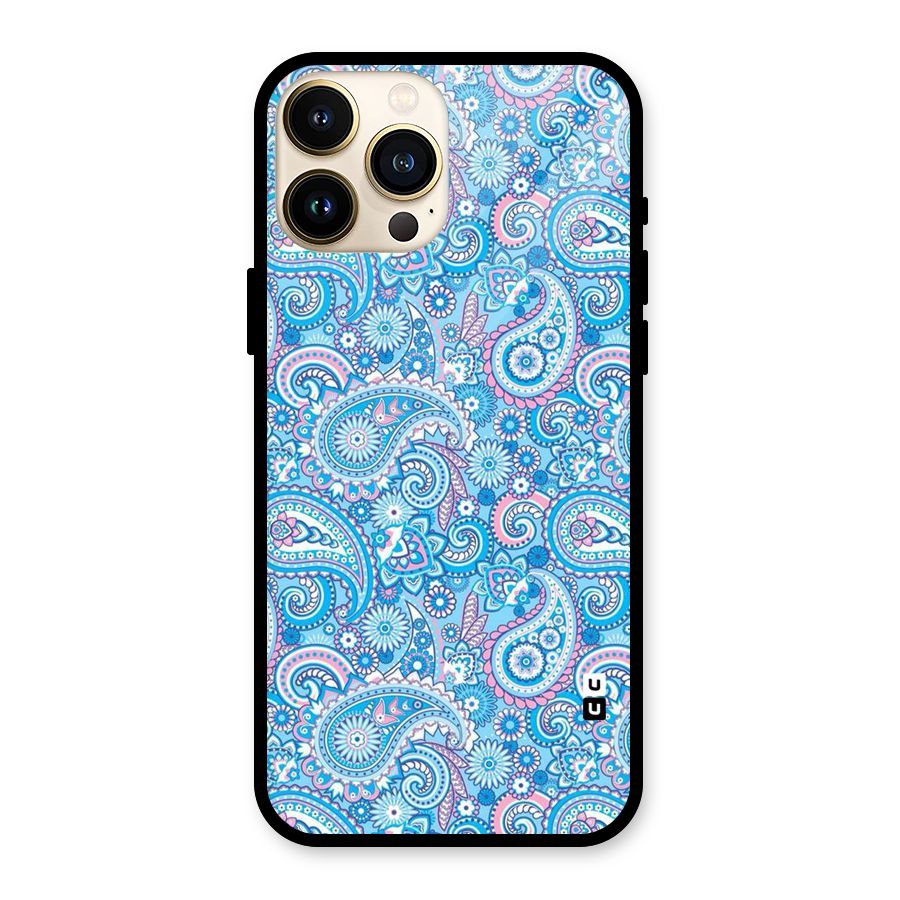 Blue Block Pattern Glass Back Case for iPhone 13 Pro Max