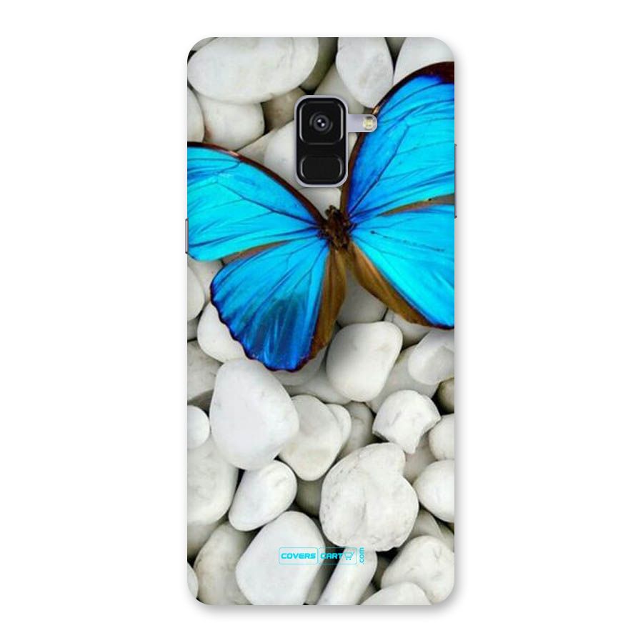 Blue Butterfly Back Case for Galaxy A8 Plus