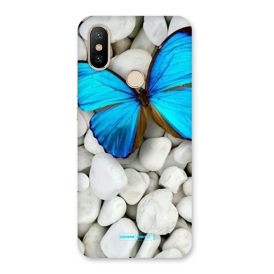 Blue Butterfly Back Case for Mi A2