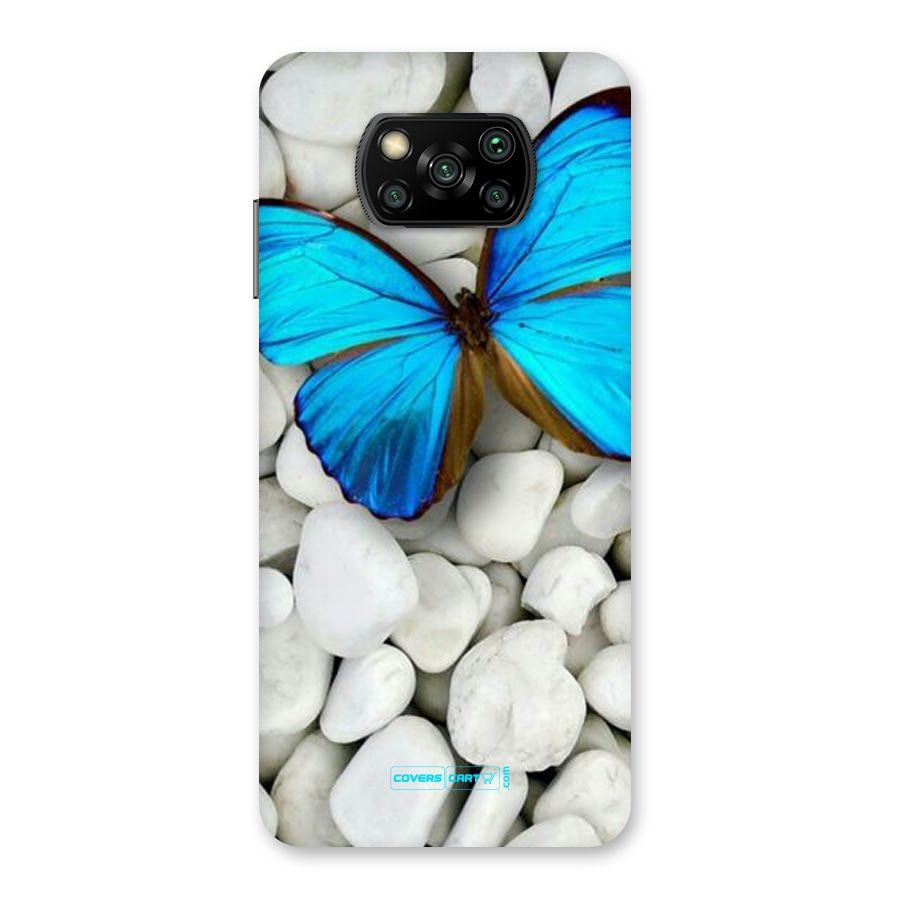 Blue Butterfly Back Case for Poco X3