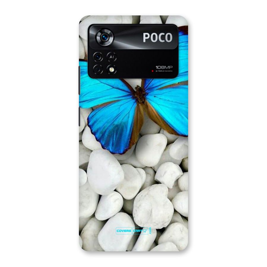 Blue Butterfly Back Case for Poco X4 Pro 5G
