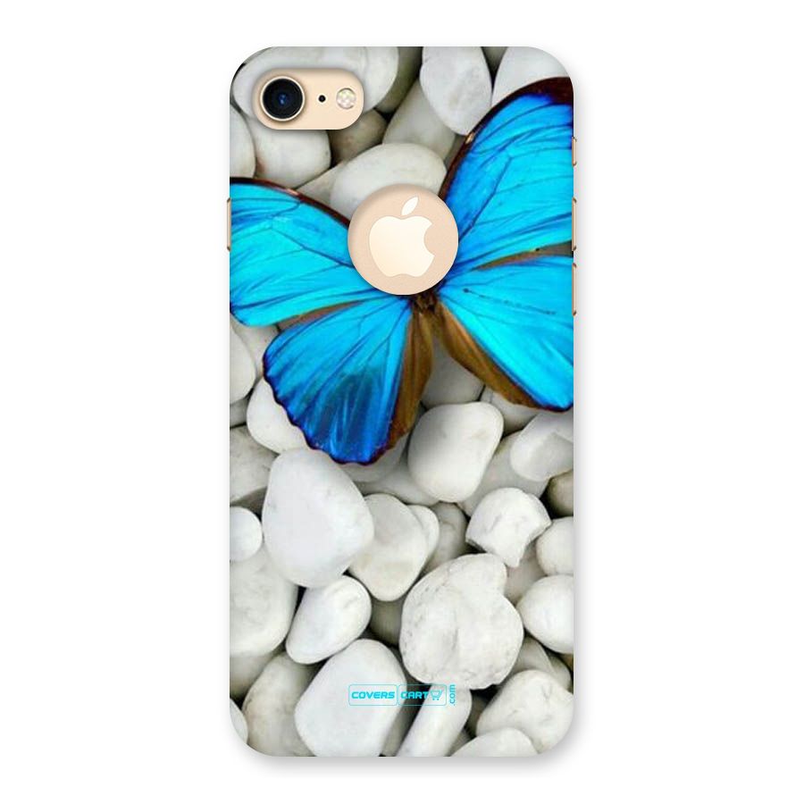 Blue Butterfly Back Case for iPhone 7 Logo Cut