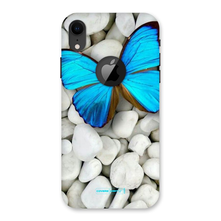Blue Butterfly Back Case for iPhone XR Logo Cut