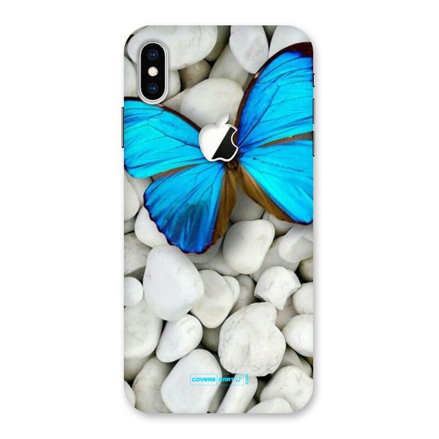 Blue Butterfly Back Case for iPhone XS Max Apple Cut