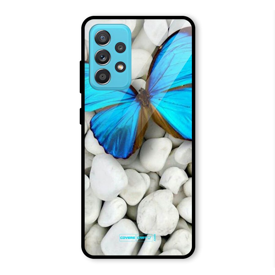 Blue Butterfly Glass Back Case for Galaxy A52s 5G