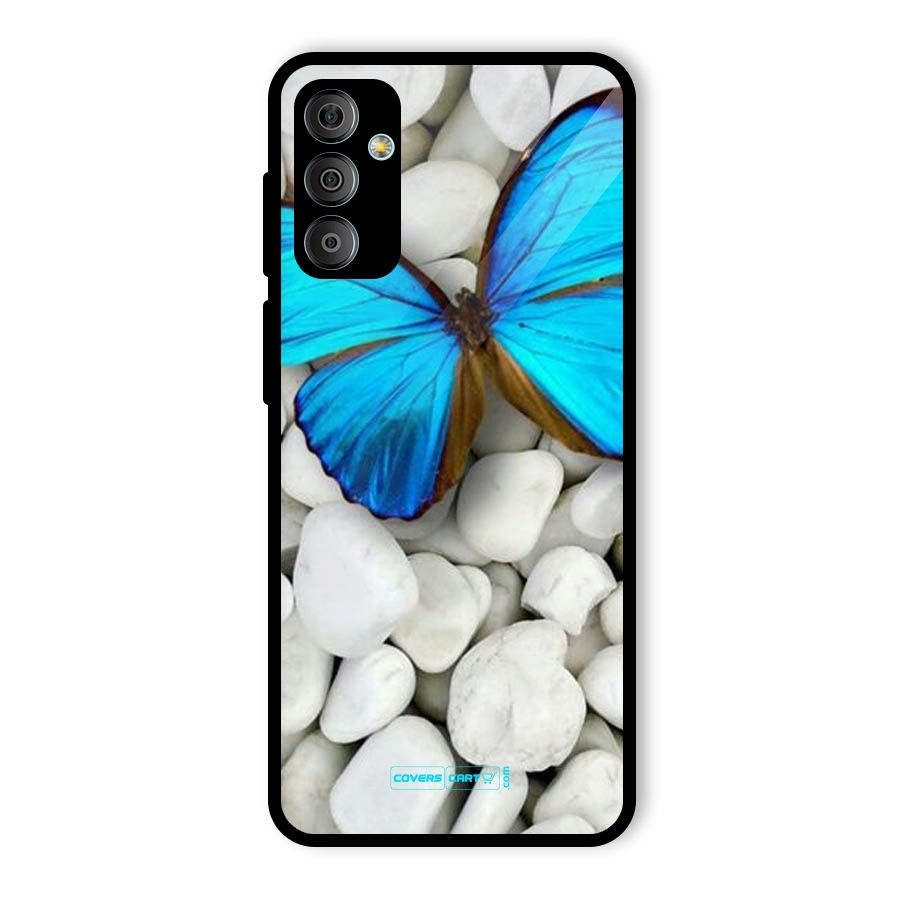 Blue Butterfly Glass Back Case for Galaxy F23
