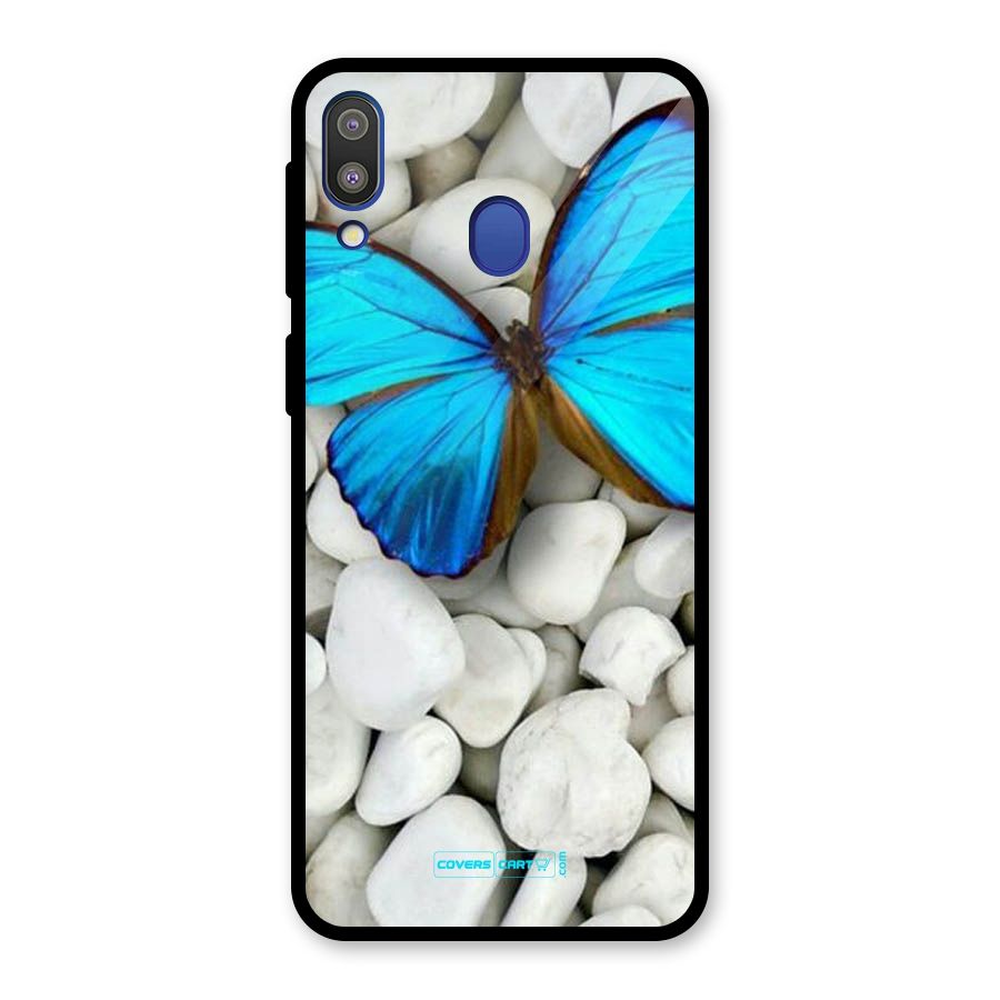 Blue Butterfly Glass Back Case for Galaxy M20