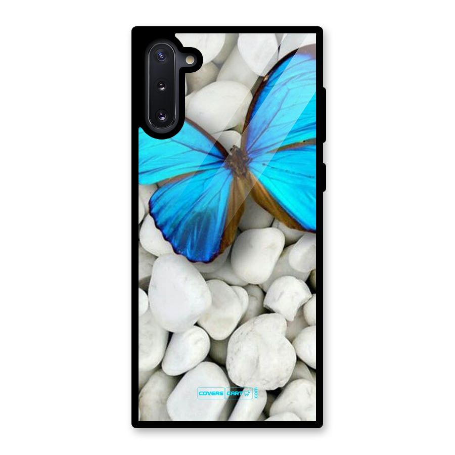 Blue Butterfly Glass Back Case for Galaxy Note 10