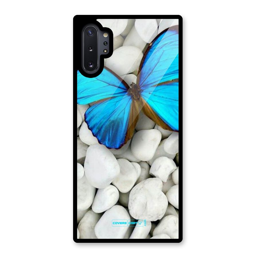 Blue Butterfly Glass Back Case for Galaxy Note 10 Plus