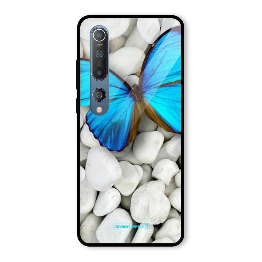 Blue Butterfly Glass Back Case for Mi 10