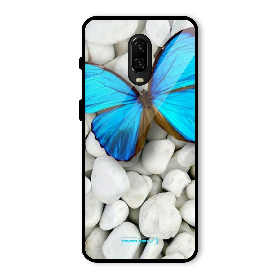 Blue Butterfly Glass Back Case for OnePlus 6T