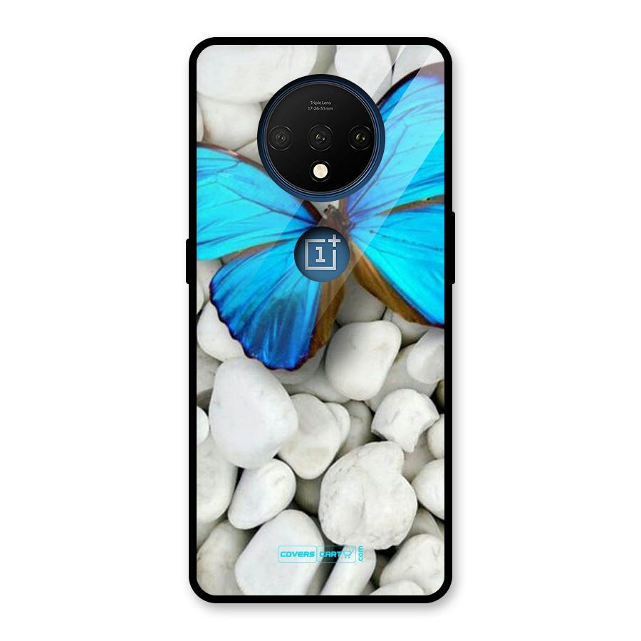 Blue Butterfly Glass Back Case for OnePlus 7T