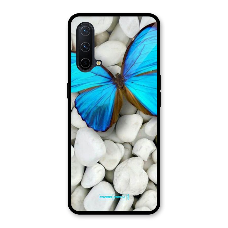 Blue Butterfly Glass Back Case for OnePlus Nord CE 5G