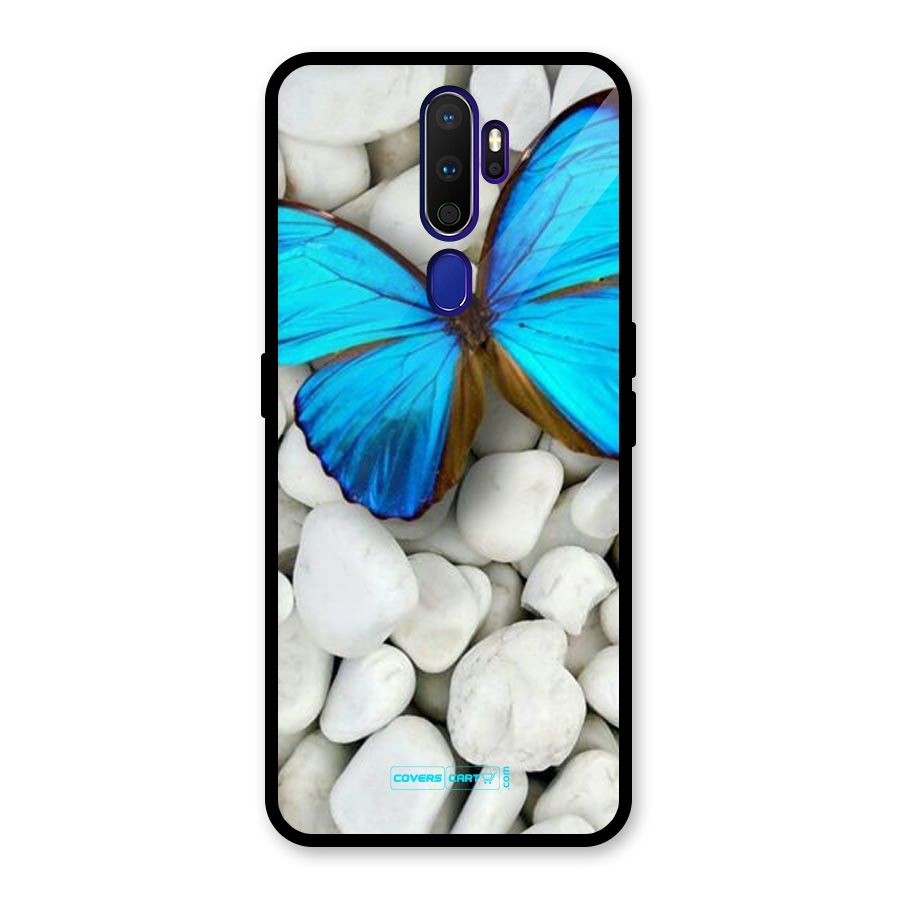 Blue Butterfly Glass Back Case for Oppo A9 (2020)