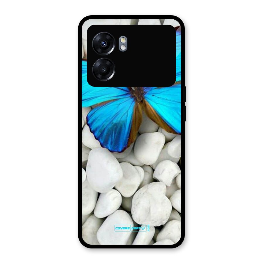 Blue Butterfly Glass Back Case for Oppo K10 5G
