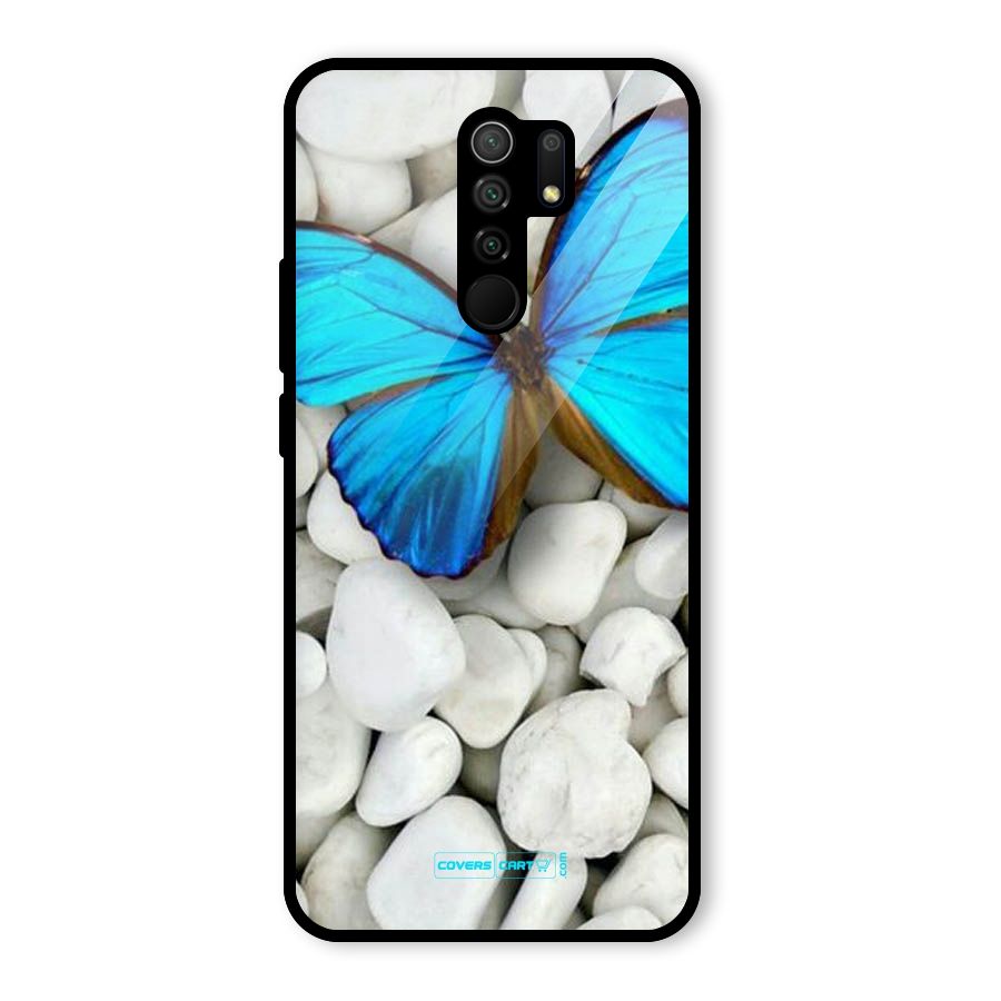Blue Butterfly Glass Back Case for Poco M2