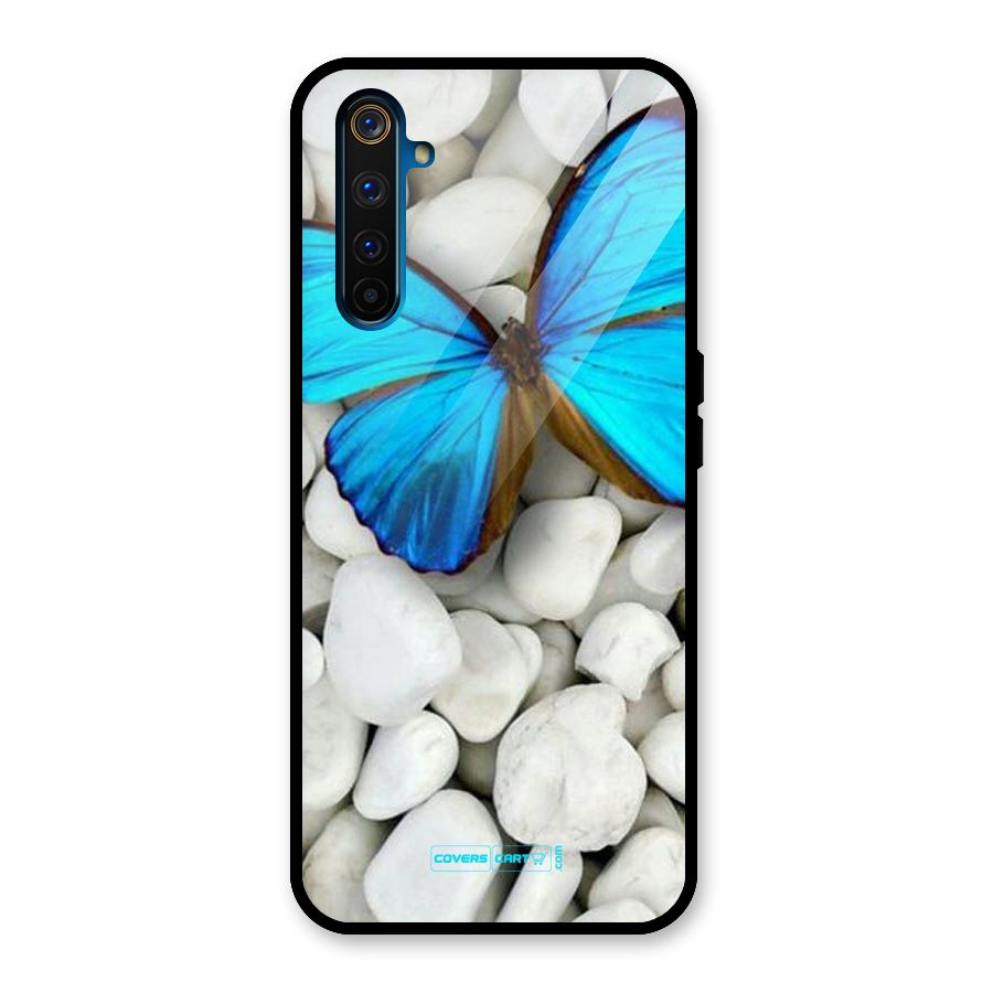 Blue Butterfly Glass Back Case for Realme 6 Pro