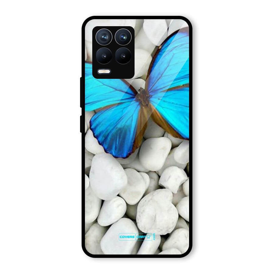 Blue Butterfly Glass Back Case for Realme 8