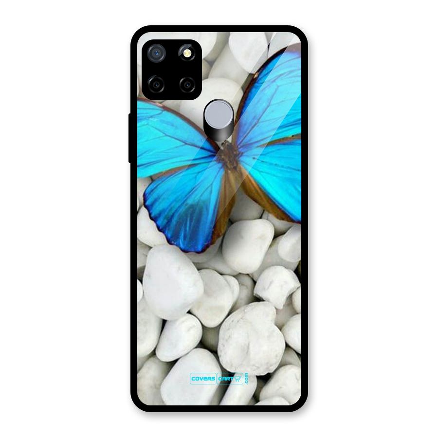 Blue Butterfly Glass Back Case for Realme C15