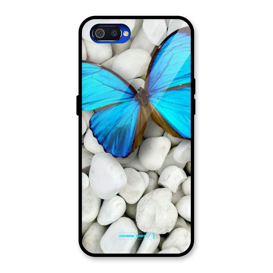 Blue Butterfly Glass Back Case for Realme C2