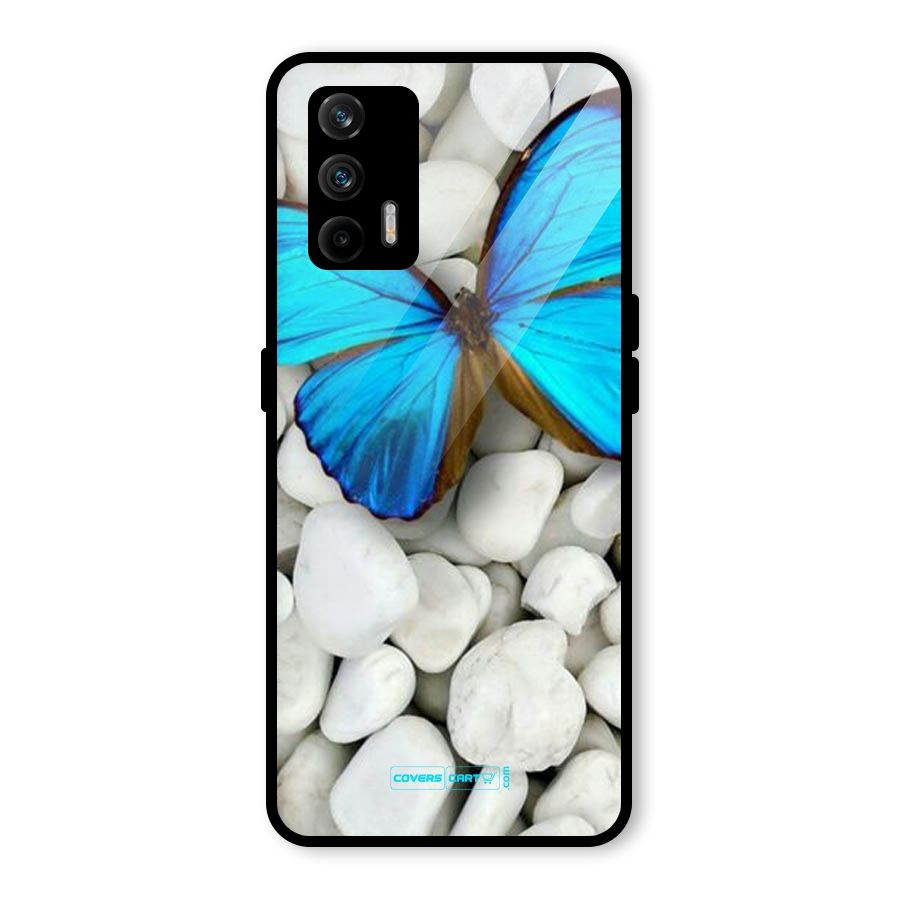 Blue Butterfly Glass Back Case for Realme GT 5G