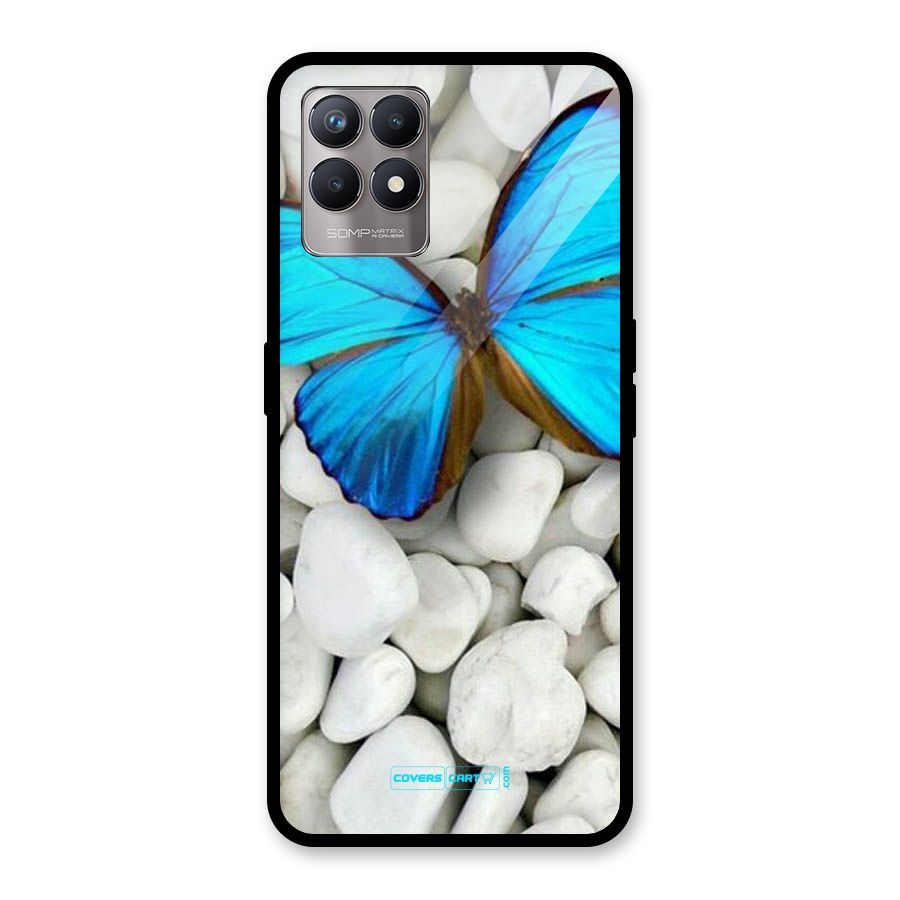 Blue Butterfly Glass Back Case for Realme Narzo 50