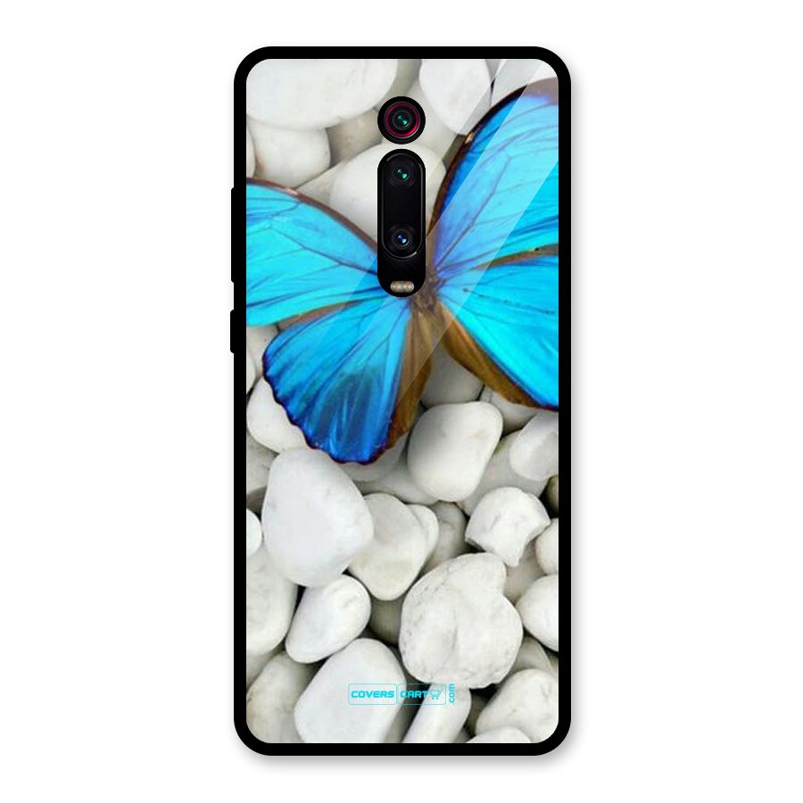 Blue Butterfly Glass Back Case for Redmi K20 Pro