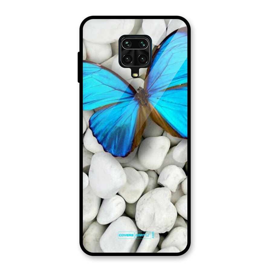 Blue Butterfly Glass Back Case for Redmi Note 10 Lite