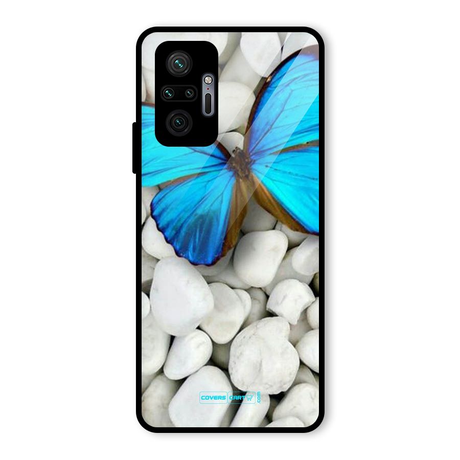 Blue Butterfly Glass Back Case for Redmi Note 10 Pro Max