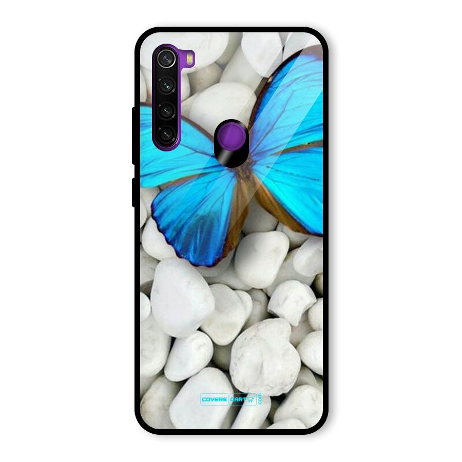 Blue Butterfly Glass Back Case for Redmi Note 8