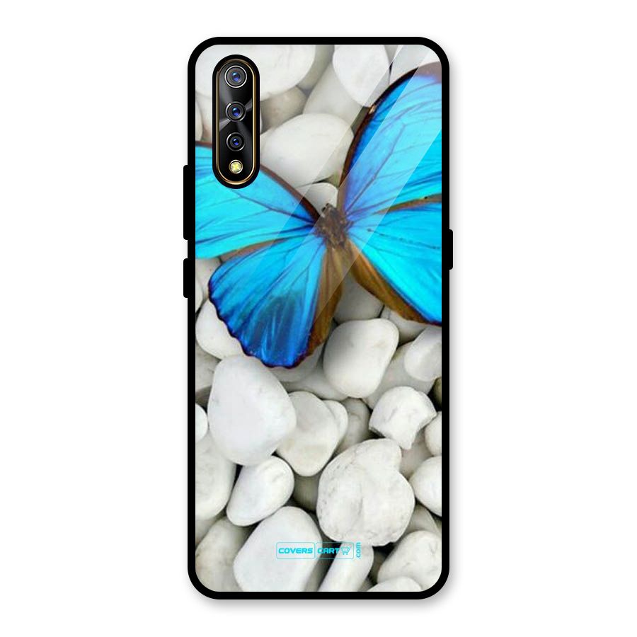 Blue Butterfly Glass Back Case for Vivo S1