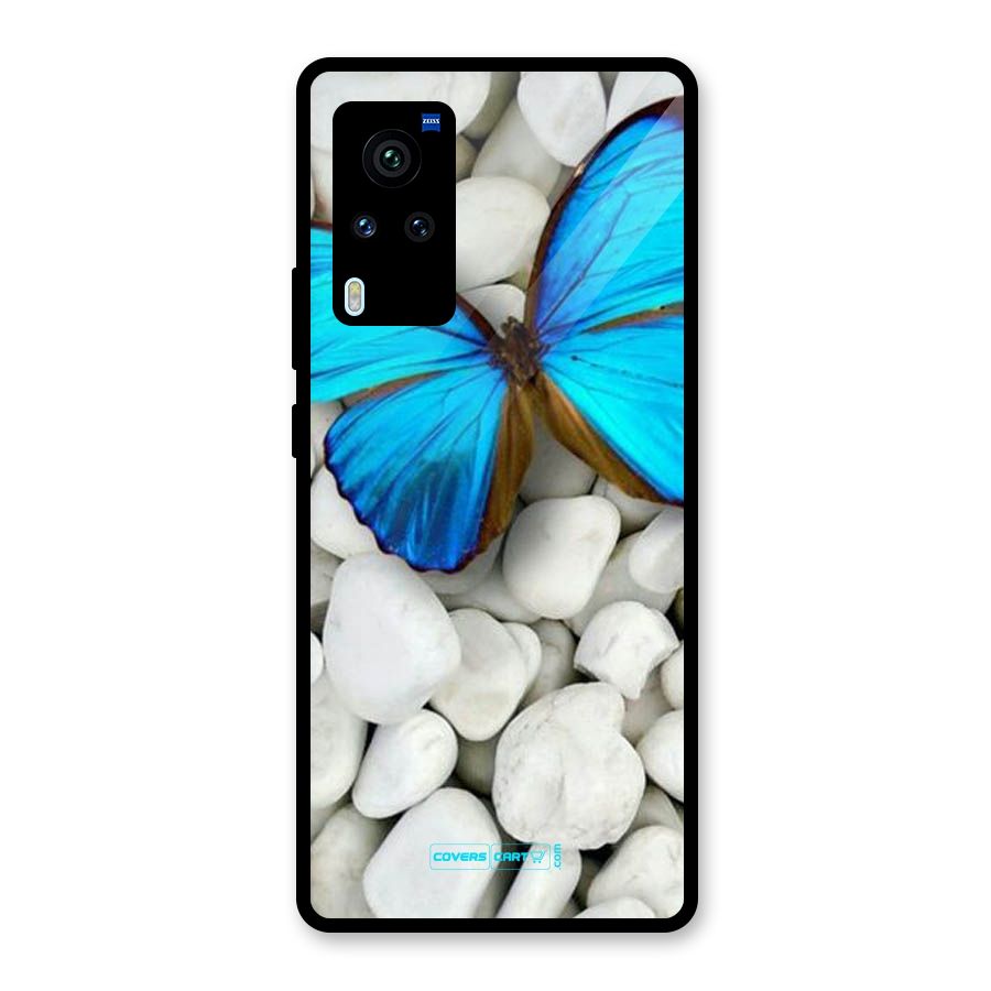 Blue Butterfly Glass Back Case for Vivo X60 Pro