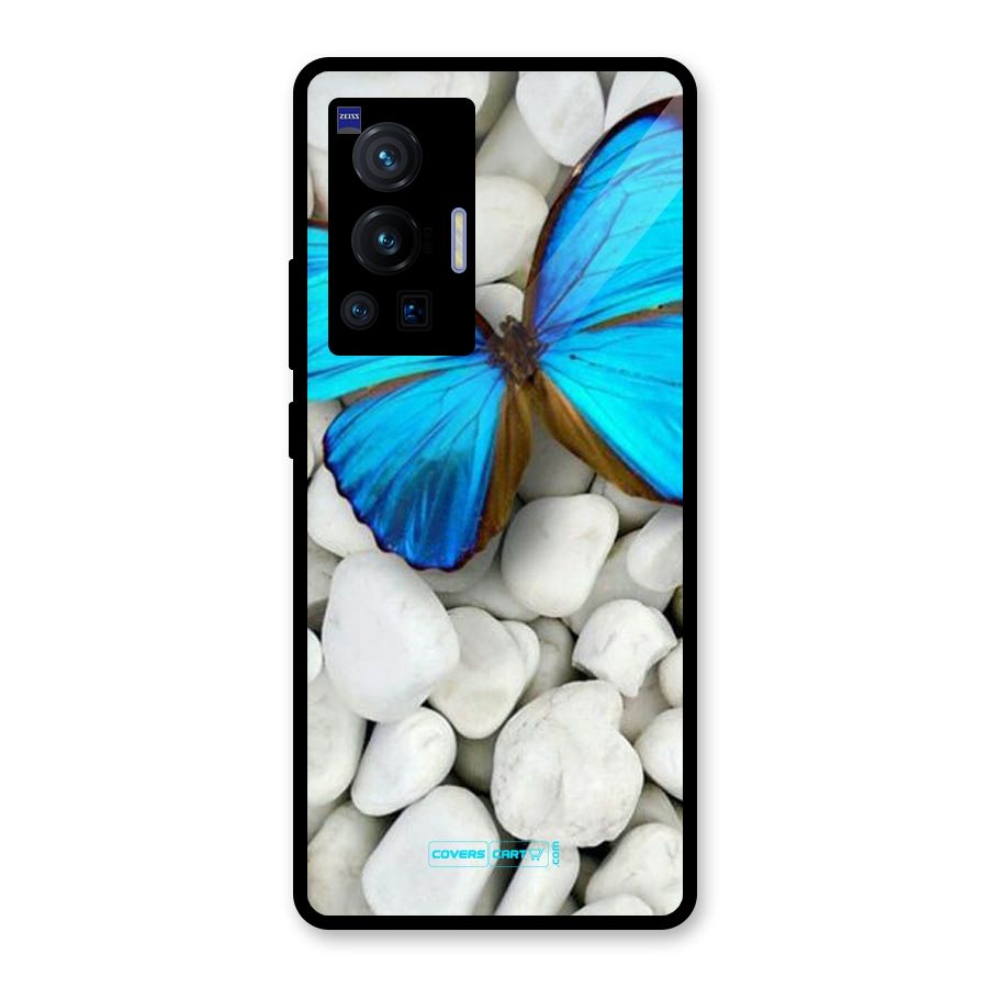 Blue Butterfly Glass Back Case for Vivo X70 Pro
