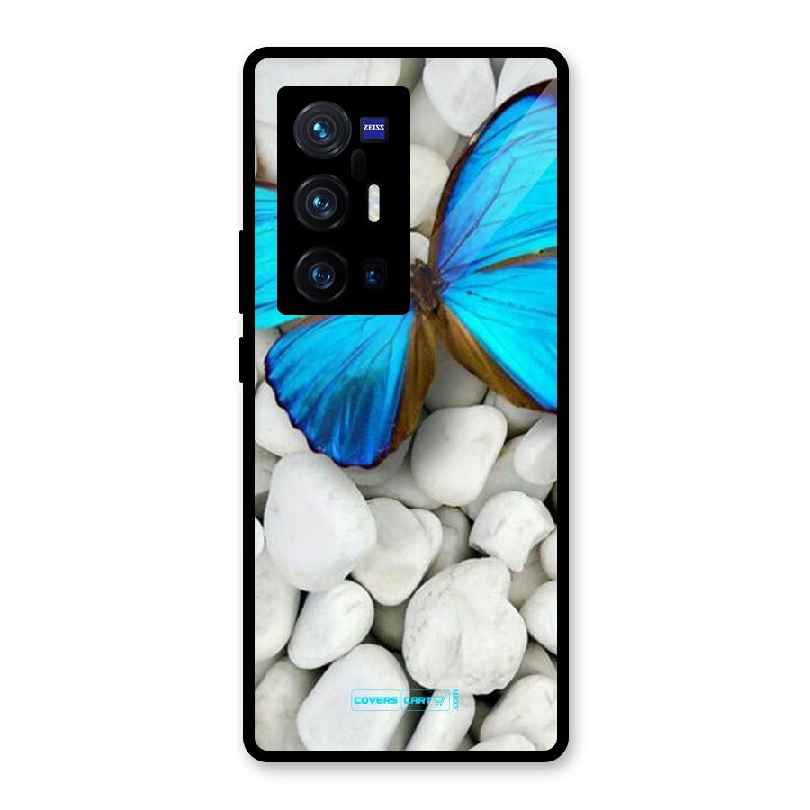 Blue Butterfly Glass Back Case for Vivo X70 Pro Plus