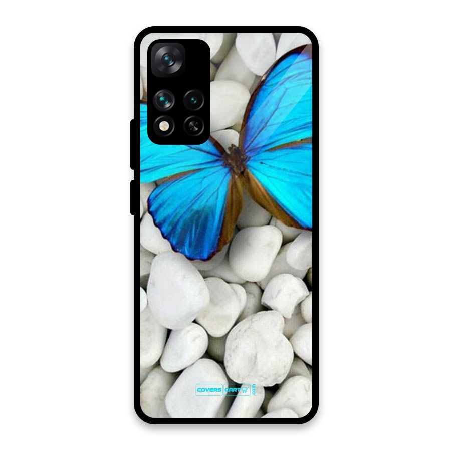 Blue Butterfly Glass Back Case for Xiaomi 11i HyperCharge 5G