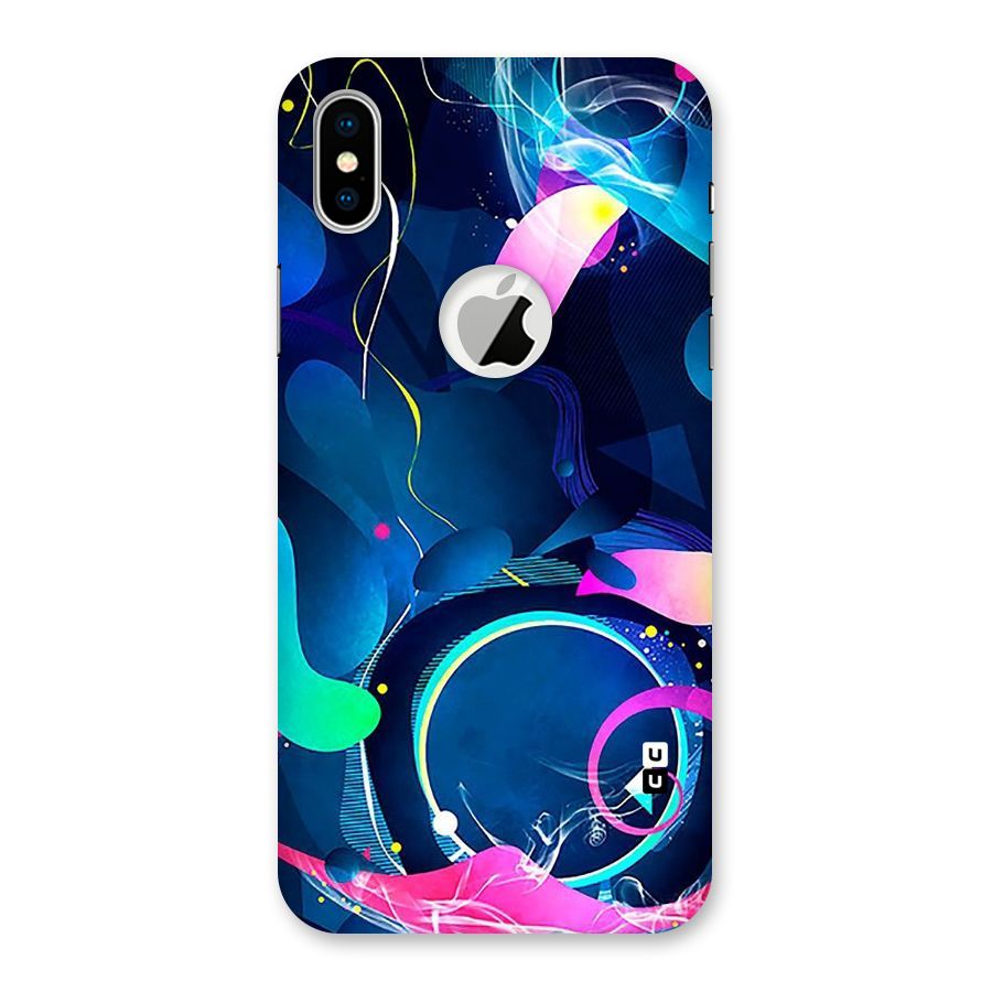 Blue Circle Flow Back Case for iPhone X Logo Cut