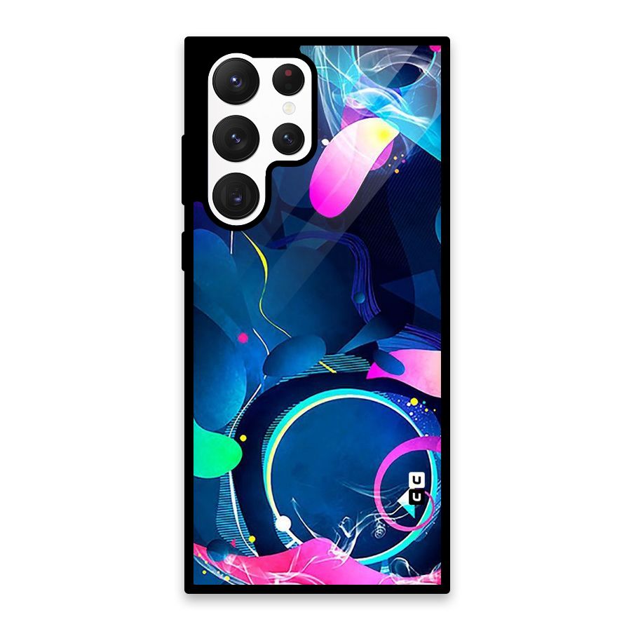 Blue Circle Flow Glass Back Case for Galaxy S22 Ultra 5G