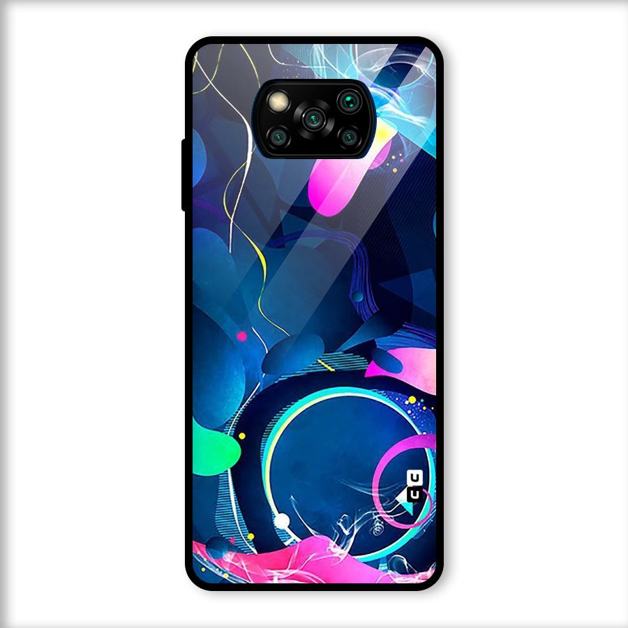 Blue Circle Flow Glass Back Case for Poco X3