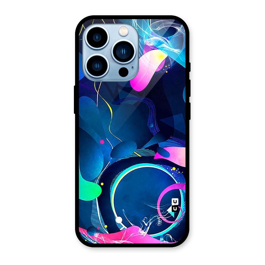 Blue Circle Flow Glass Back Case for iPhone 13 Pro